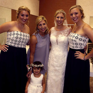 2 Navy and White bridesmaid dresses